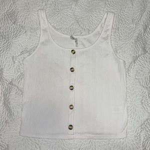 White Ribbed Button Tank Size XL